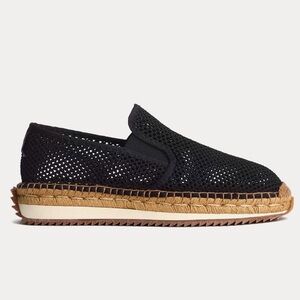 Rag & Bone Espadrille Runner Open Weave Black Slip On Loafers Size 44/11 NWOT